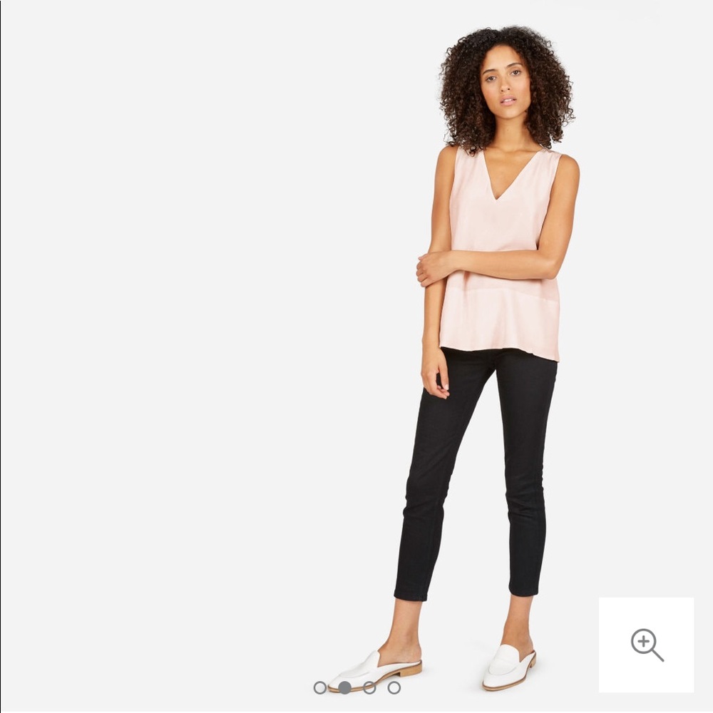 Light Pink Everlane Double Lined Silk V-Neck Tank
